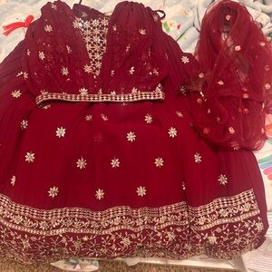 Elegant Maroon Embroidered lehenga with Dupatta